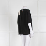 No 21 Black Silk Mix Top with Lace Bow Detailing