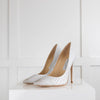 Jimmy Choo White Leather Silver Stud Heeled Shoes