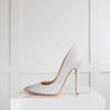 Jimmy Choo White Leather Silver Stud Heeled Shoes