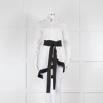 Spell White Dipped Hem Shirt with Grosgrain Trim and Belt