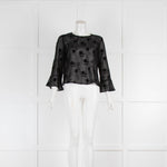 Pinko Black Sheer Top With Velvet Stars