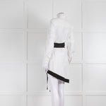 Spell White Dipped Hem Shirt with Grosgrain Trim and Belt