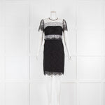 Sandro Black and White Lace Cap Sleeve Mini Dress