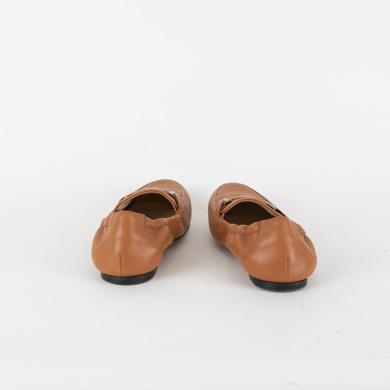 Tod's Tan Double T Flat Loafers