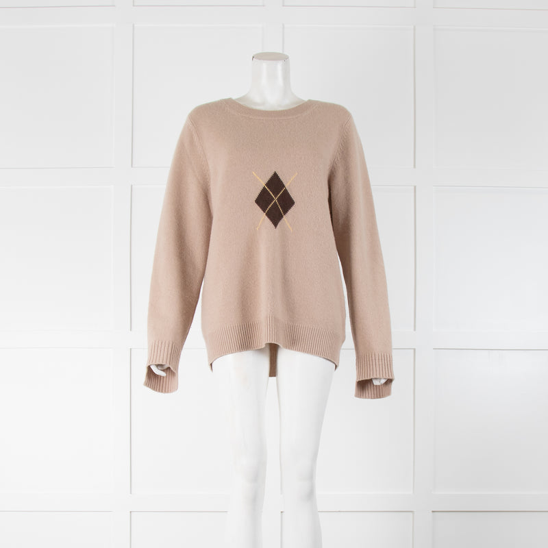 Arch 4 Beige Brown Diamond Print Cashmere Jumper