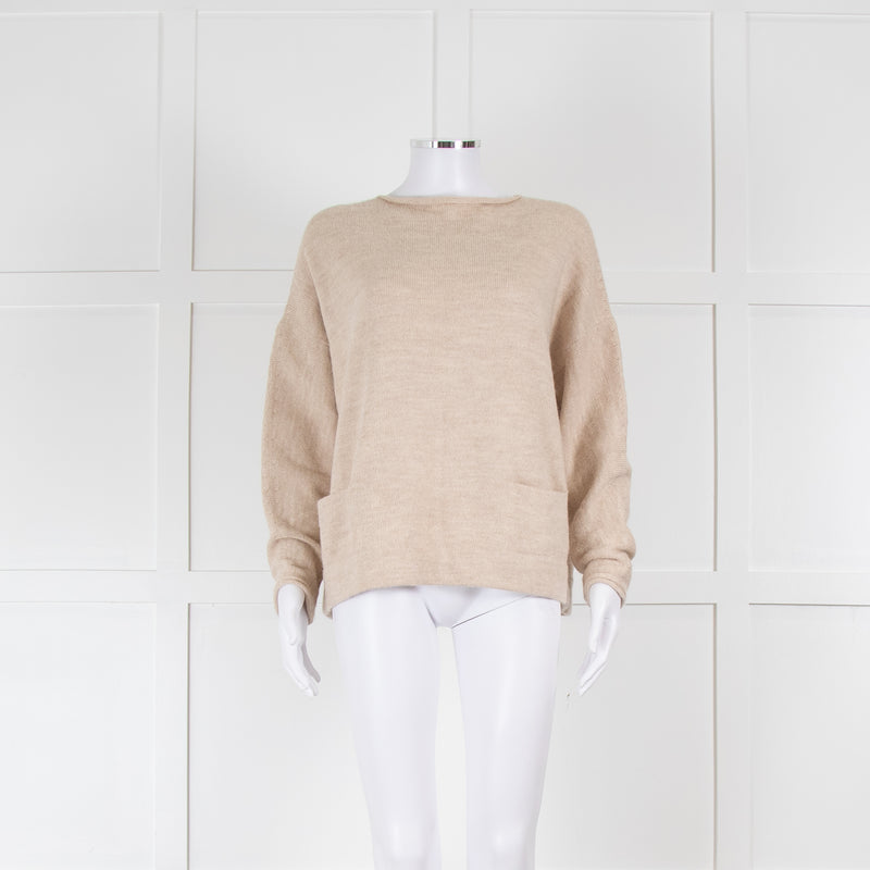 Lauren Manoogian Beige Alpaca Wool Mix Front Pocket Jumper