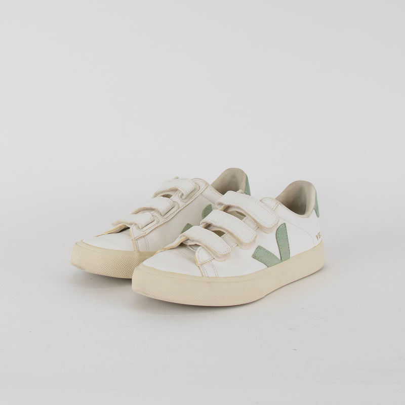 Veja White Green Leather Trainers