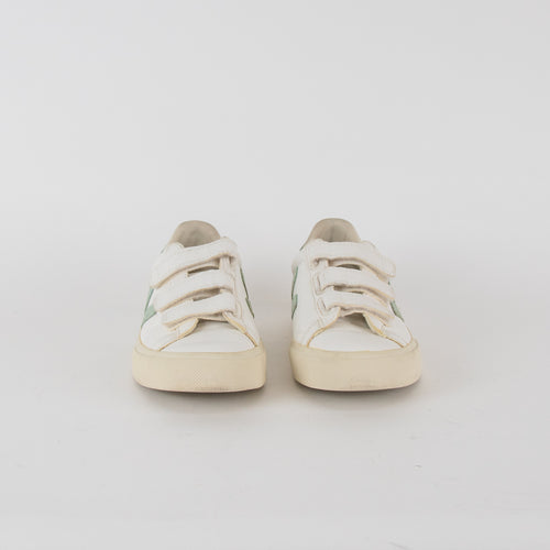 Veja White Green Leather Trainers