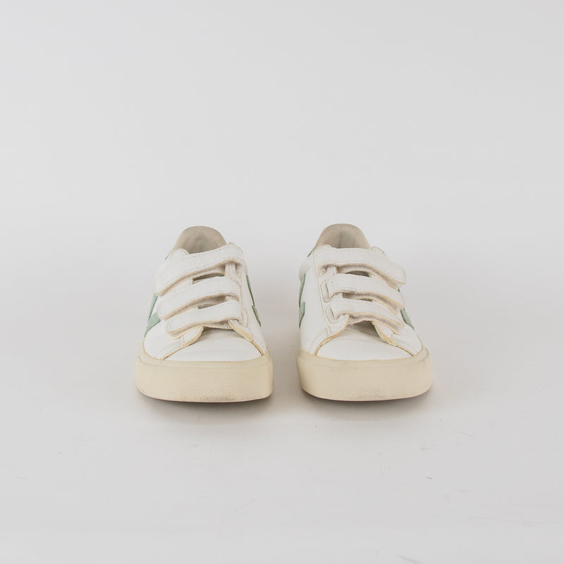 Veja White Green Leather Trainers