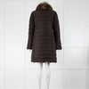 Moncler Brown Quilted Fur Collar Coat