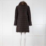 Moncler Brown Quilted Fur Collar Coat