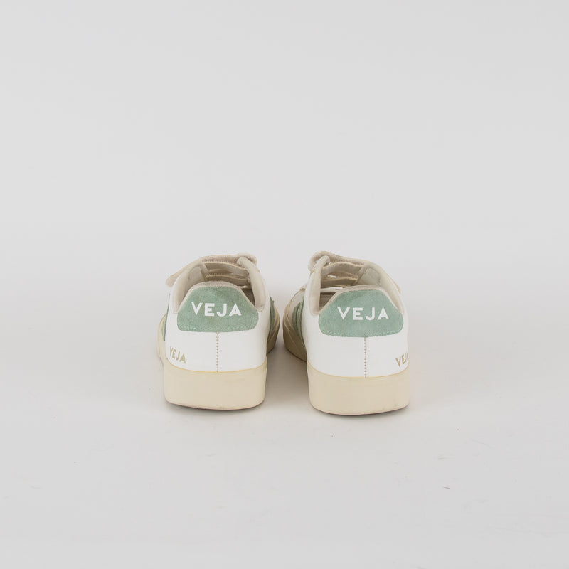 Veja White Green Leather Trainers