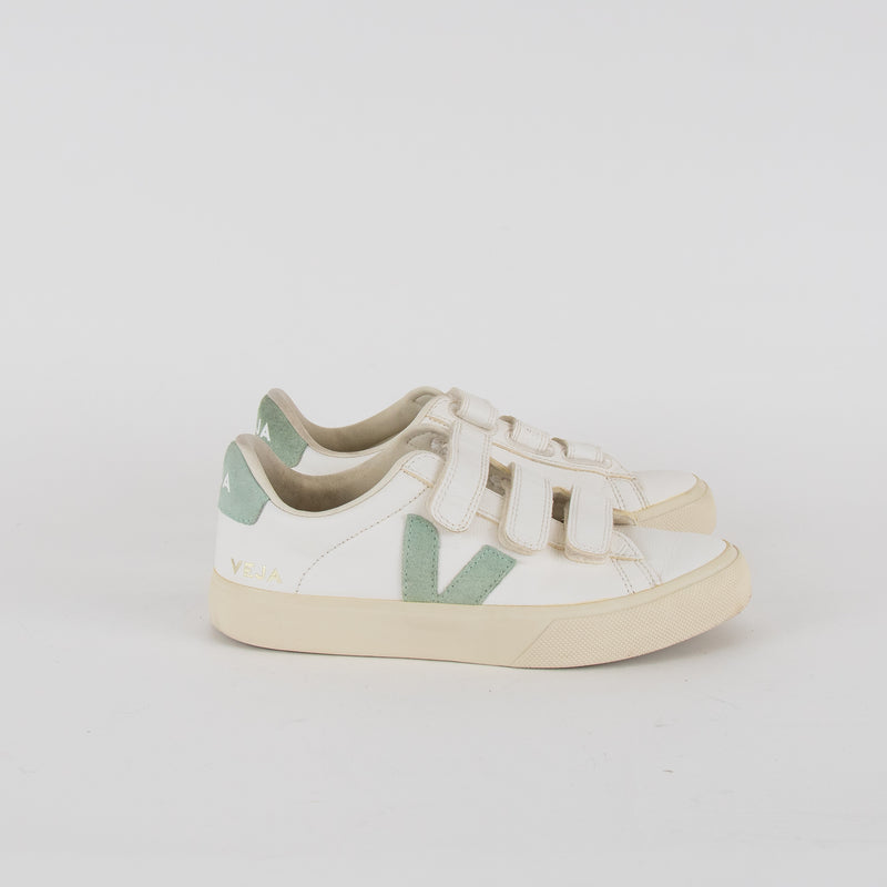 Veja White Green Leather Trainers