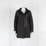 Hotel Particulier Black Quilted Coat With Leather Side Panels