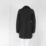 Hotel Particulier Black Quilted Coat With Leather Side Panels