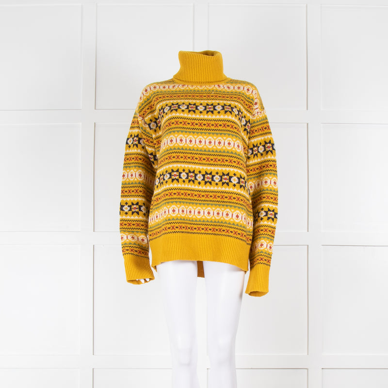 Joseph Yellow Fairisle Polo Neck