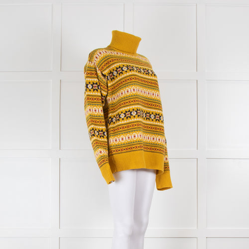 Joseph Yellow Fairisle Polo Neck