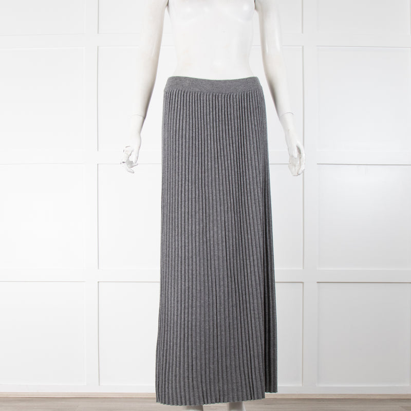 Weekend Maxmara Grey Pleated Wool Blend Maxi Skirt