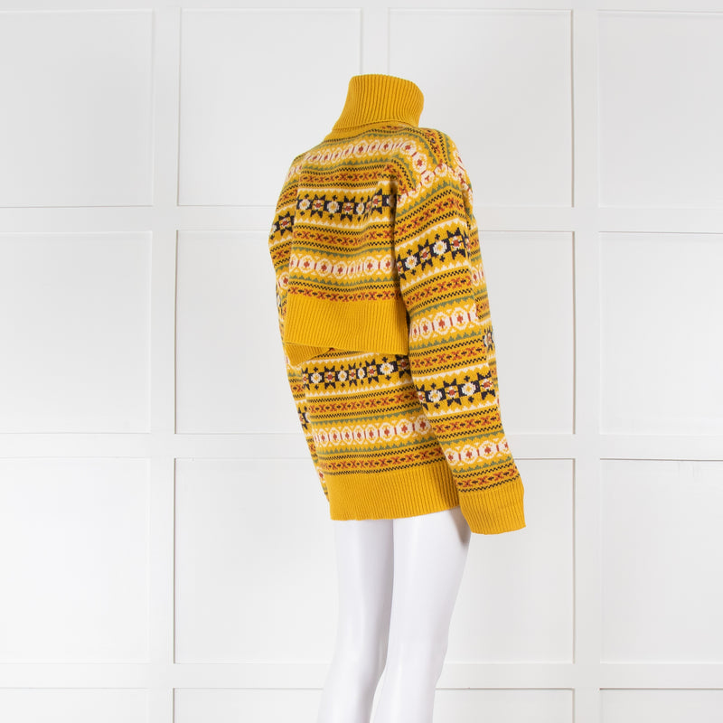 Joseph Yellow Fairisle Polo Neck