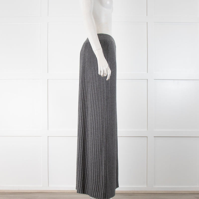 Weekend Maxmara Grey Pleated Wool Blend Maxi Skirt