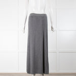 Weekend Maxmara Grey Pleated Wool Blend Maxi Skirt