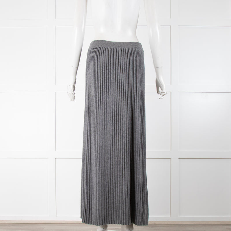 Weekend Maxmara Grey Pleated Wool Blend Maxi Skirt