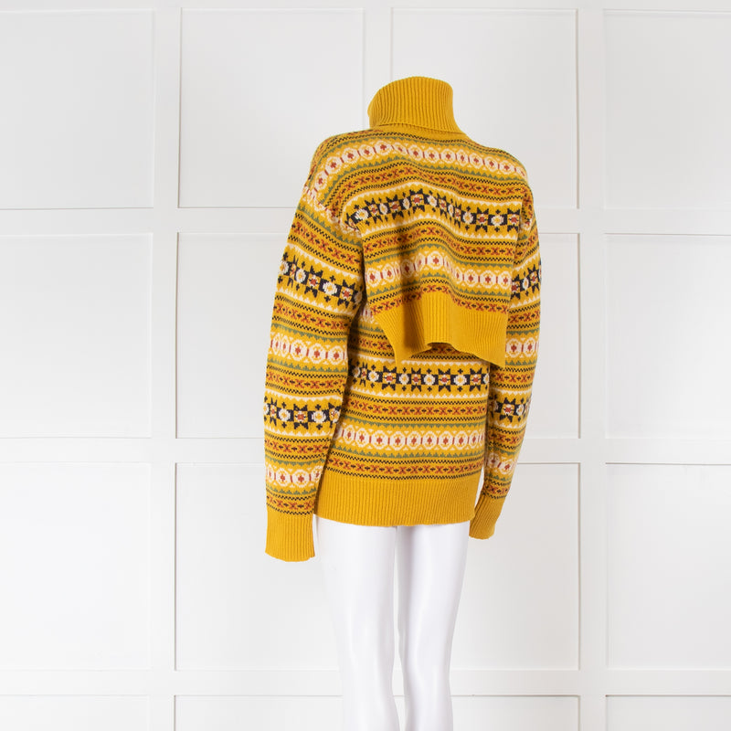 Joseph Yellow Fairisle Polo Neck