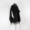 Herno Black Cashmere Mix Fringed Poncho