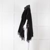 Herno Black Cashmere Mix Fringed Poncho