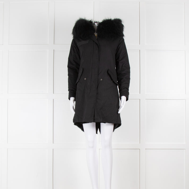 South West Ten Black Fur Removable Lined Hooded Parka