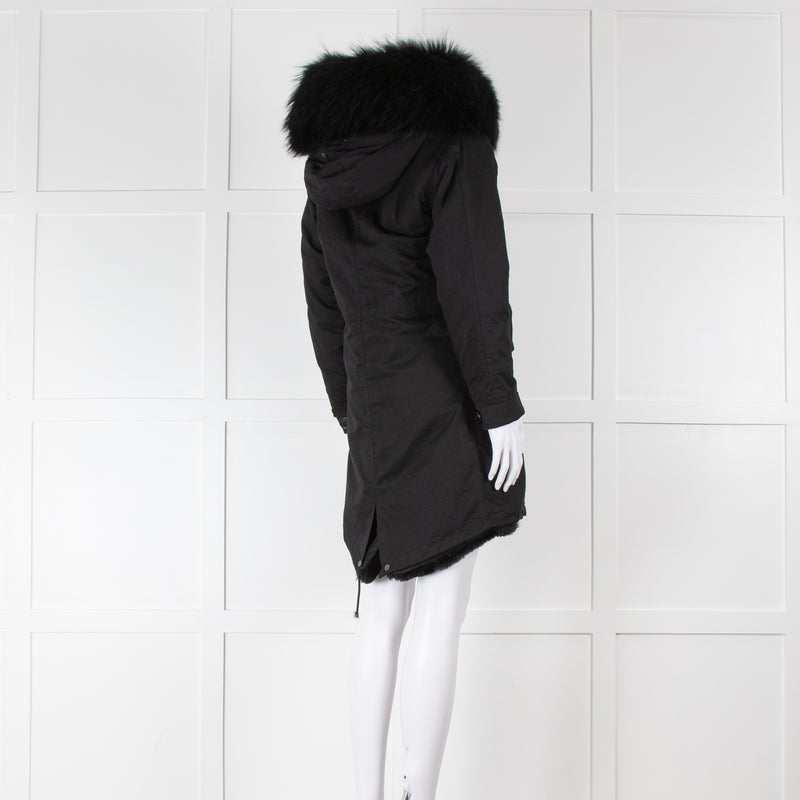 South West Ten Black Fur Removable Lined Hooded Parka