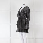 IRO Sparkle Thread Tiered Mini Dress with Elasticated Frill Cuffs