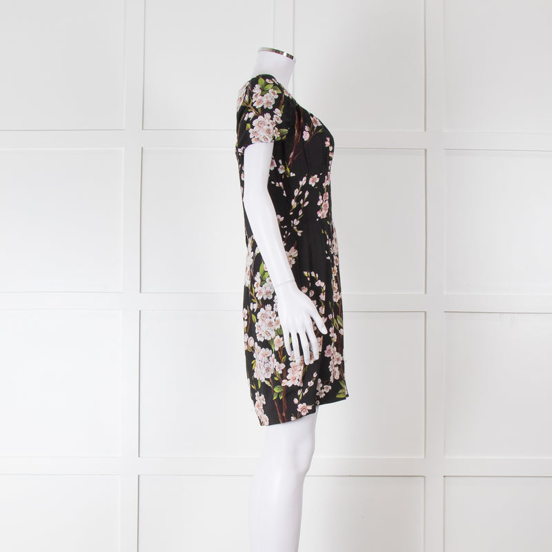 Dolce & Gabbana Black Blossom Print Mini Dress