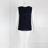 Marni Navy Crinkle Sleeveless Top