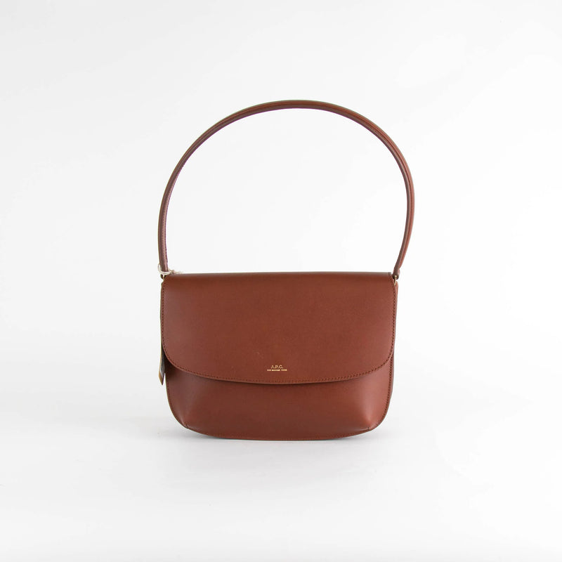 A.P.C. Sarah Leather Flap Shoulder Bag In Brown