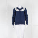 Dolce & Gabbana Navy Fine Knit Cardigan with White Lace Panels