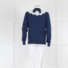 Dolce & Gabbana Navy Fine Knit Cardigan with White Lace Panels