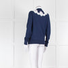 Dolce & Gabbana Navy Fine Knit Cardigan with White Lace Panels