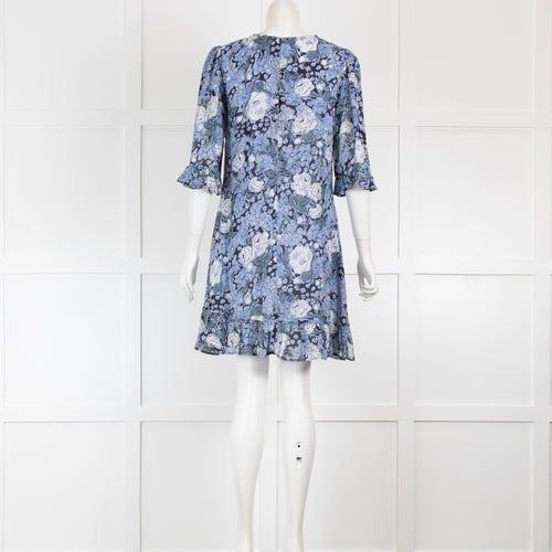 Ganni Blue Floral Mini Dress