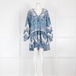 Miss June Blue Paisley Summer Dress with Sequin Embellishment