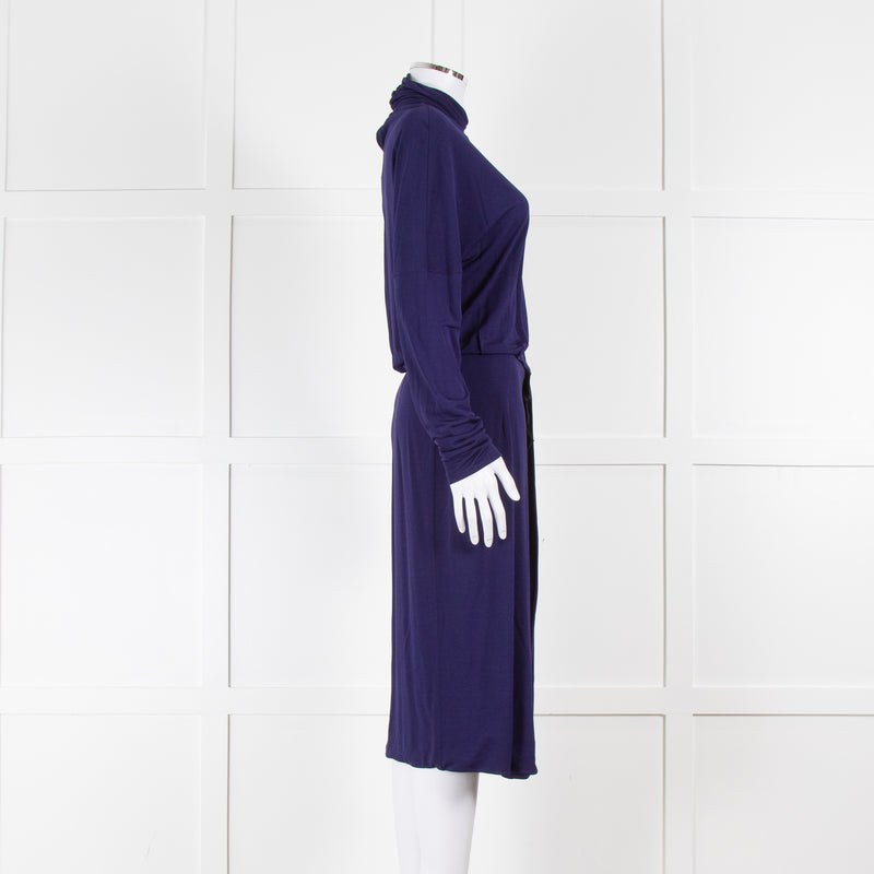 Valentino Cobalt Long Sleeve Dress with Waist Detail