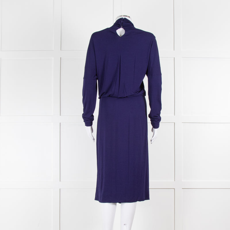 Valentino Cobalt Long Sleeve Dress with Waist Detail