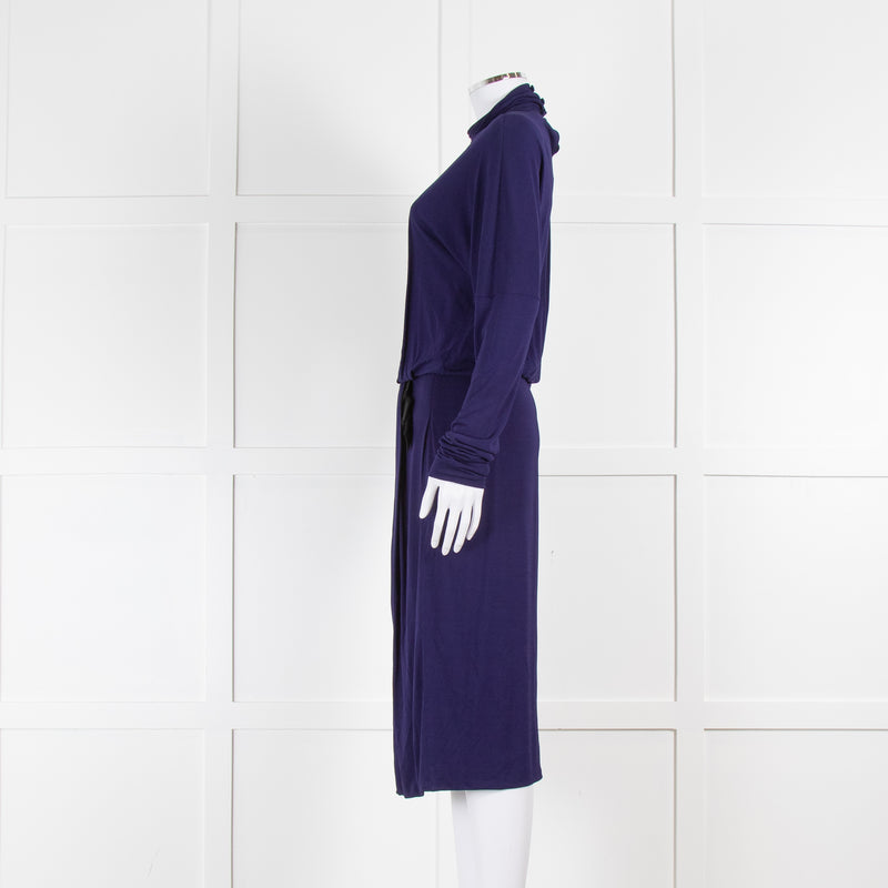 Valentino Cobalt Long Sleeve Dress with Waist Detail