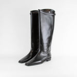 Toteme Black Leather Square Toe Riding Boot