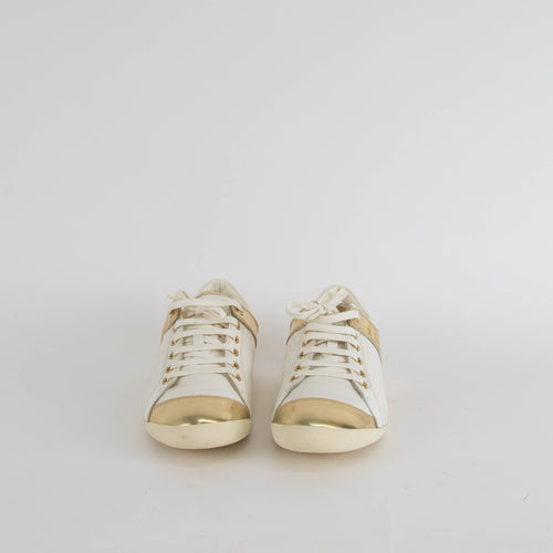 Christian Dior White Gold Leather Trainers