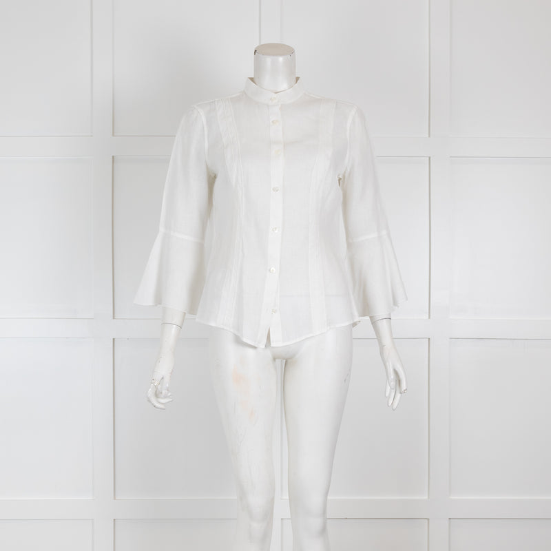 Loro Piana  Off White Blouse with Fluted Sleeves