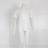 Loro Piana White Short Sleeved Blouse with Pleating Details