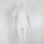 Loro Piana White Short Sleeved Blouse with Pleating Details