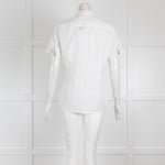 Loro Piana White Short Sleeved Blouse with Pleating Details