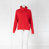 Allude Red Cashmere Ribbed Sweater
